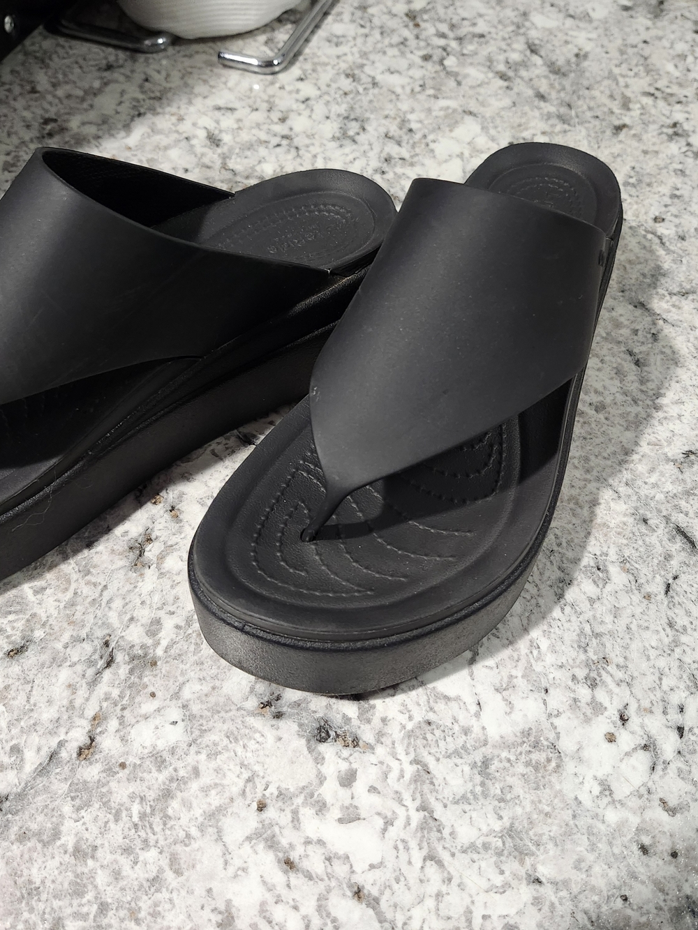 CROCS Black Women's Platform Toe-Post Sandals